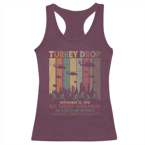WKRP Turkey Drop Racerback Tank Top Retro First Annual WKRP Funny Thanksgiving Day TS10 Maroon Print Your Wear