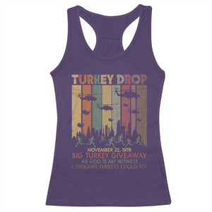 WKRP Turkey Drop Racerback Tank Top Retro First Annual WKRP Funny Thanksgiving Day TS10 Purple Print Your Wear