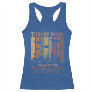 WKRP Turkey Drop Racerback Tank Top Retro First Annual WKRP Funny Thanksgiving Day TS10 Royal Blue Print Your Wear