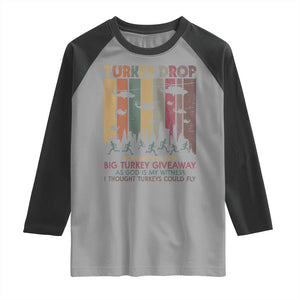 WKRP Turkey Drop Raglan Shirt Retro First Annual WKRP Funny Thanksgiving Day TS10 Sport Gray Black Print Your Wear