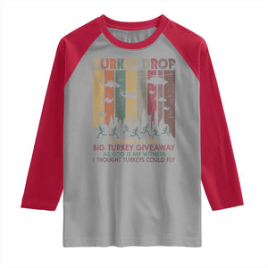 WKRP Turkey Drop Raglan Shirt Retro First Annual WKRP Funny Thanksgiving Day TS10 Sport Gray Red Print Your Wear