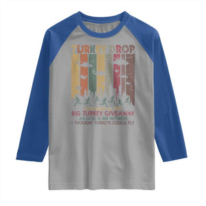 WKRP Turkey Drop Raglan Shirt Retro First Annual WKRP Funny Thanksgiving Day TS10 Sport Gray Royal Print Your Wear