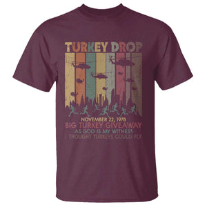 WKRP Turkey Drop T Shirt Retro First Annual WKRP Funny Thanksgiving Day TS10 Maroon Print Your Wear