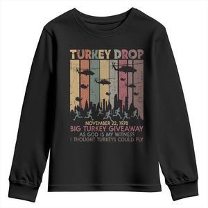 WKRP Turkey Drop Youth Sweatshirt Retro First Annual WKRP Funny Thanksgiving Day TS10 Black Print Your Wear