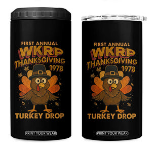 First Annual WKRP 4 in 1 Can Cooler Tumbler Funny Thanksgiving Day WKRP Turkey Drop TS10 One Size: 16 oz Black Print Your Wear