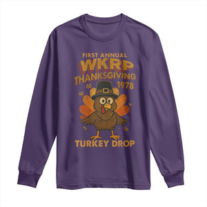 First Annual WKRP Long Sleeve Shirt Funny Thanksgiving Day WKRP Turkey Drop TS10 Purple Print Your Wear
