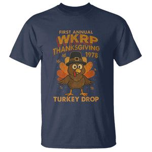 First Annual WKRP T Shirt Funny Thanksgiving Day WKRP Turkey Drop TS10 Navy Print Your Wear