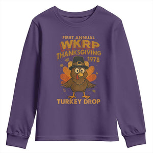 First Annual WKRP Youth Sweatshirt Funny Thanksgiving Day WKRP Turkey Drop TS10 Purple Print Your Wear