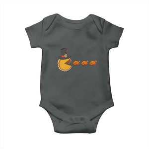 Thanksgiving Video Game Baby Onesie Pumpkin Pie Eating Turkey Gamer Patch Day TS10 Dark Heather Print Your Wear