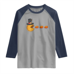 Thanksgiving Video Game Raglan Shirt Pumpkin Pie Eating Turkey Gamer Patch Day TS10 Sport Gray Navy Print Your Wear