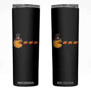 Thanksgiving Video Game Skinny Tumbler Pumpkin Pie Eating Turkey Gamer Patch Day TS10 Black Print Your Wear
