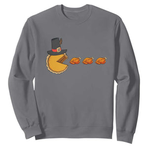 Thanksgiving Video Game Sweatshirt Pumpkin Pie Eating Turkey Gamer Patch Day TS10 Charcoal Print Your Wear