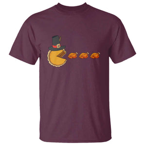 Thanksgiving Video Game T Shirt Pumpkin Pie Eating Turkey Gamer Patch Day TS10 Maroon Print Your Wear
