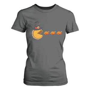 Thanksgiving Video Game T Shirt For Women Pumpkin Pie Eating Turkey Gamer Patch Day TS10 Dark Heather Print Your Wear
