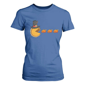 Thanksgiving Video Game T Shirt For Women Pumpkin Pie Eating Turkey Gamer Patch Day TS10 Royal Blue Print Your Wear