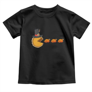Thanksgiving Video Game Toddler T Shirt Pumpkin Pie Eating Turkey Gamer Patch Day TS10 Black Print Your Wear