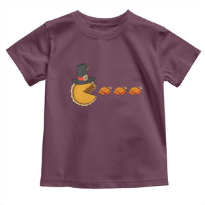 Thanksgiving Video Game Toddler T Shirt Pumpkin Pie Eating Turkey Gamer Patch Day TS10 Maroon Print Your Wear