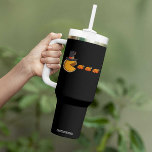 Thanksgiving Video Game Tumbler With Handle Pumpkin Pie Eating Turkey Gamer Patch Day TS10 Print Your Wear