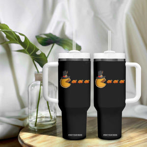 Thanksgiving Video Game Tumbler With Handle Pumpkin Pie Eating Turkey Gamer Patch Day TS10 Print Your Wear