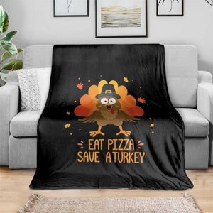 Save A Turkey Eat Pizza Throw Blanket Funny Thanksgiving TS10 Print Your Wear