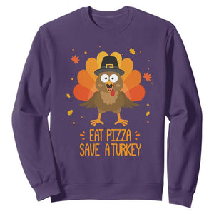 Save A Turkey Eat Pizza Sweatshirt Funny Thanksgiving TS10 Purple Print Your Wear