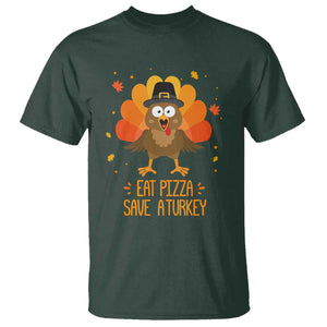 Save A Turkey Eat Pizza T Shirt Funny Thanksgiving TS10 Dark Forest Green Print Your Wear