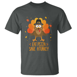 Save A Turkey Eat Pizza T Shirt Funny Thanksgiving TS10 Dark Heather Print Your Wear
