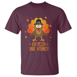 Save A Turkey Eat Pizza T Shirt Funny Thanksgiving TS10 Maroon Print Your Wear