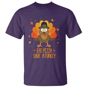 Save A Turkey Eat Pizza T Shirt Funny Thanksgiving TS10 Purple Print Your Wear