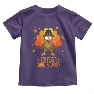 Save A Turkey Eat Pizza Toddler T Shirt Funny Thanksgiving TS10 Purple Print Your Wear