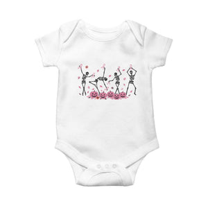Dancing Skeletons Breast Cancer Baby Onesie Skeleton Pink Ribbon Halloween TS10 White Print Your Wear