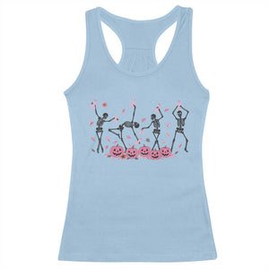 Dancing Skeletons Breast Cancer Racerback Tank Top Skeleton Pink Ribbon Halloween TS10 Light Blue Print Your Wear
