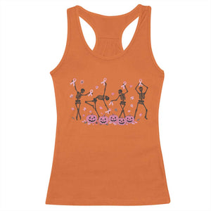 Dancing Skeletons Breast Cancer Racerback Tank Top Skeleton Pink Ribbon Halloween TS10 Orange Print Your Wear