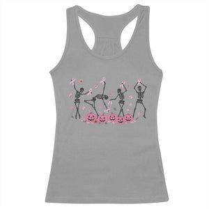 Dancing Skeletons Breast Cancer Racerback Tank Top Skeleton Pink Ribbon Halloween TS10 Sport Gray Print Your Wear