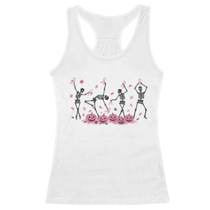 Dancing Skeletons Breast Cancer Racerback Tank Top Skeleton Pink Ribbon Halloween TS10 White Print Your Wear