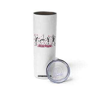 Dancing Skeletons Breast Cancer Skinny Tumbler Skeleton Pink Ribbon Halloween TS10 Print Your Wear