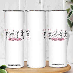 Dancing Skeletons Breast Cancer Skinny Tumbler Skeleton Pink Ribbon Halloween TS10 Print Your Wear