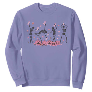 Dancing Skeletons Breast Cancer Sweatshirt Skeleton Pink Ribbon Halloween TS10 Violet Print Your Wear