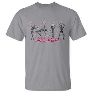 Dancing Skeletons Breast Cancer T Shirt Skeleton Pink Ribbon Halloween TS10 Sport Gray Print Your Wear