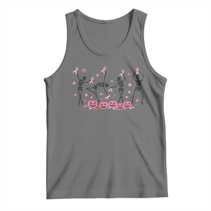 Dancing Skeletons Breast Cancer Tank Top Skeleton Pink Ribbon Halloween TS10 Black Heather Print Your Wear