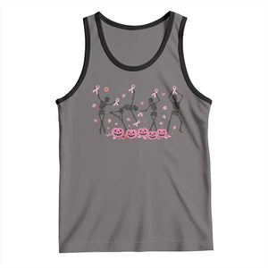 Dancing Skeletons Breast Cancer Tank Top Skeleton Pink Ribbon Halloween TS10 Deep Heather Black Print Your Wear