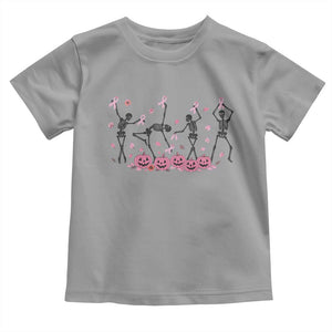 Dancing Skeletons Breast Cancer Toddler T Shirt Skeleton Pink Ribbon Halloween TS10 Sport Gray Print Your Wear
