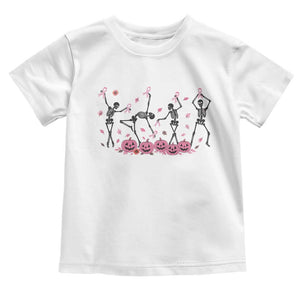 Dancing Skeletons Breast Cancer Toddler T Shirt Skeleton Pink Ribbon Halloween TS10 White Print Your Wear