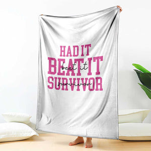 Breast Cancer Support Throw Blanket Had it Beat it Survivor Gift TS10 Print Your Wear