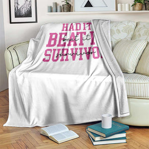 Breast Cancer Support Throw Blanket Had it Beat it Survivor Gift TS10 Print Your Wear