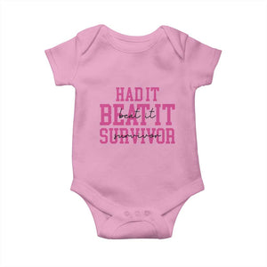Breast Cancer Support Baby Onesie Had it Beat it Survivor Gift TS10 Light Pink Print Your Wear