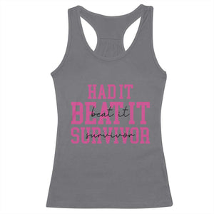Breast Cancer Support Racerback Tank Top Had it Beat it Survivor Gift TS10 Charcoal Print Your Wear