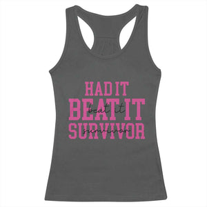 Breast Cancer Support Racerback Tank Top Had it Beat it Survivor Gift TS10 Dark Heather Print Your Wear