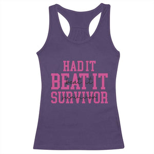 Breast Cancer Support Racerback Tank Top Had it Beat it Survivor Gift TS10 Purple Print Your Wear