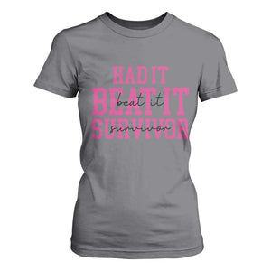 Breast Cancer Support T Shirt For Women Had it Beat it Survivor Gift TS10 Charcoal Print Your Wear